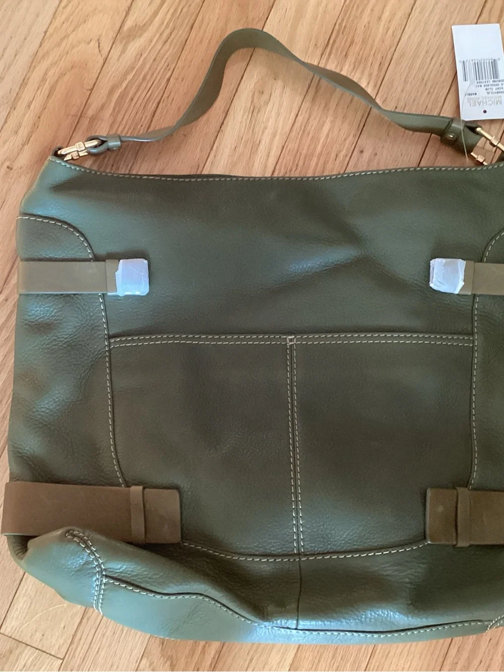 Michael Kors Olive Green Leather Messenger Bag